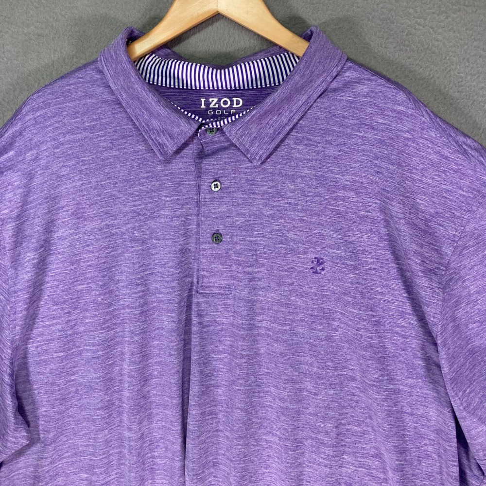 IZOD Golf Polo Shirt Mens 4XL Purple Stretch Short Sleeve - Picture 6 of 10